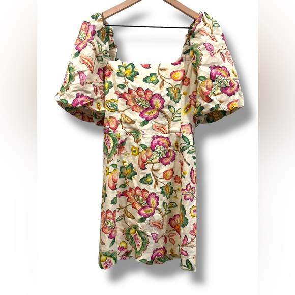 Sezane Womens Allya Mini Dress Aria Print Size 40 US 8 Floral Puff Sleeve - Picture 4 of 15